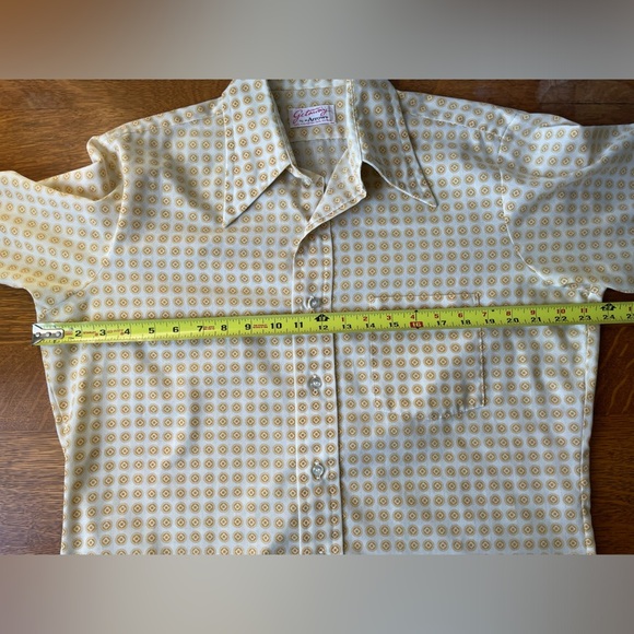 Vintage 1970s Men’s Arrow Getaway Long Sleeve Button Down Size Large Yellow Gold - Picture 12 of 16